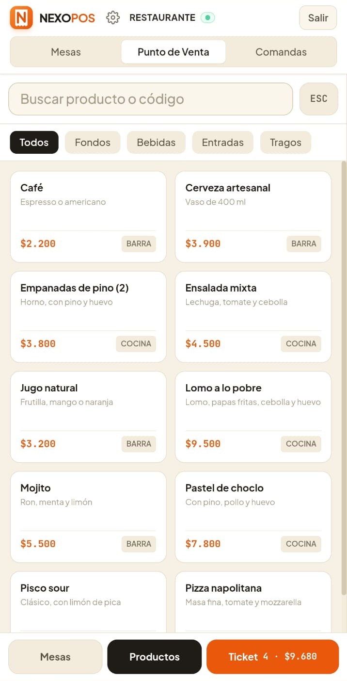 Carta de productos en un celular